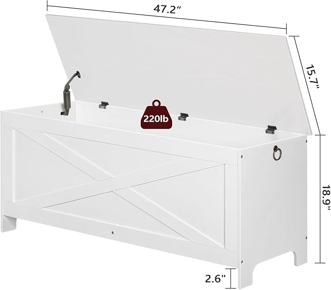 47.2" Toy Chest, Sturdy Entryway Storage Chest - Image 3