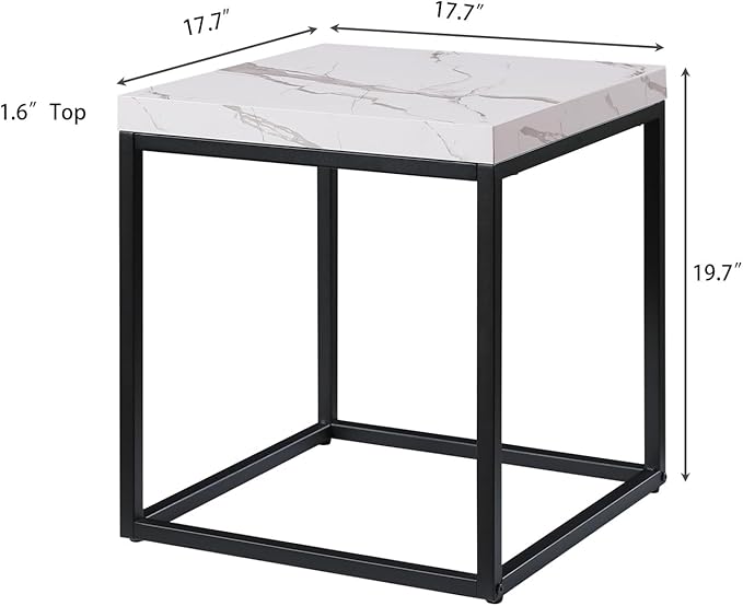 CENSI 18-Inch Marble Accent End Table/Side Table - Image 2