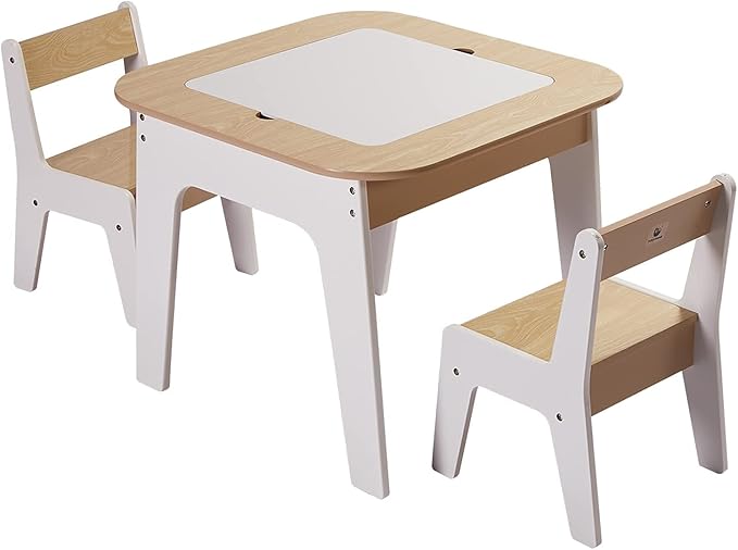 Toffy & Friends Wooden Storage Table and Chairs Set, 3-Piece Set, Activity - Image 3