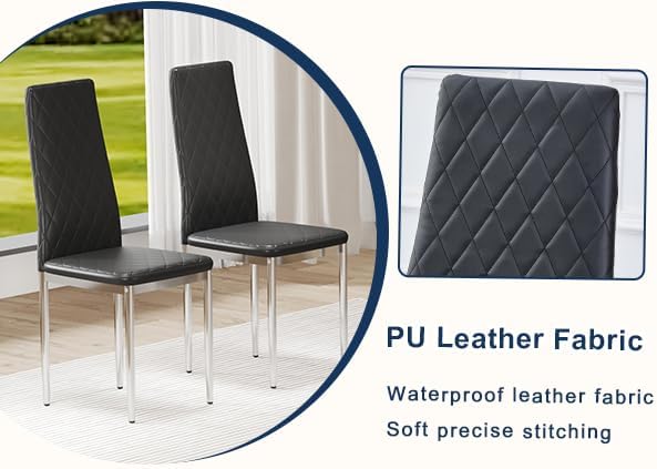 JT Modern Minimalist Dining Chair Fireproof Leather Sprayed Metal Pipe Diamond - Image 3
