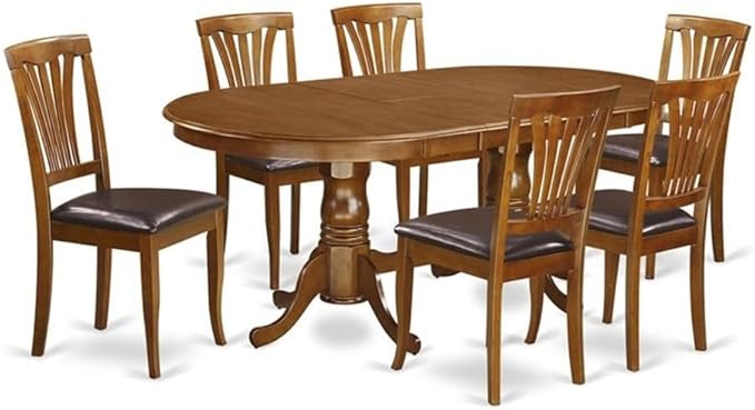 East West Furniture PLAV7-SBR-LC 7 Piece Dining Set Consist of an Oval Dining by EastWestFurniture