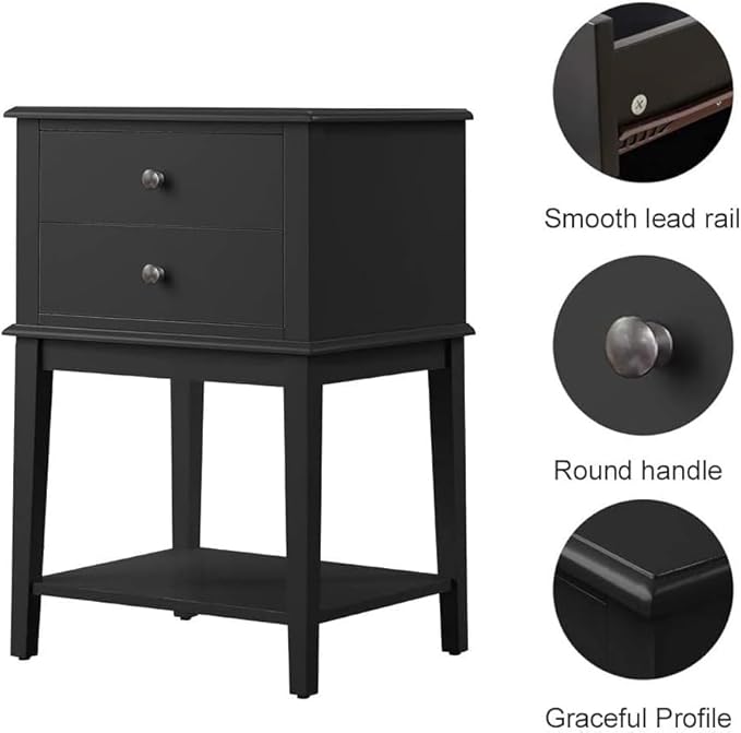 conifferism Black Nightstand End Table - Image 6