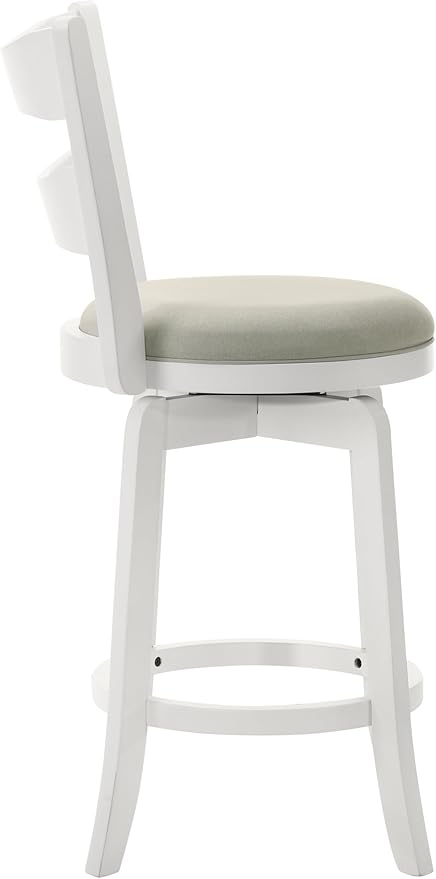 Armen Living Blair 30 in. Matte White Bar Height Rubberwood Swivel Barstool - Image 5