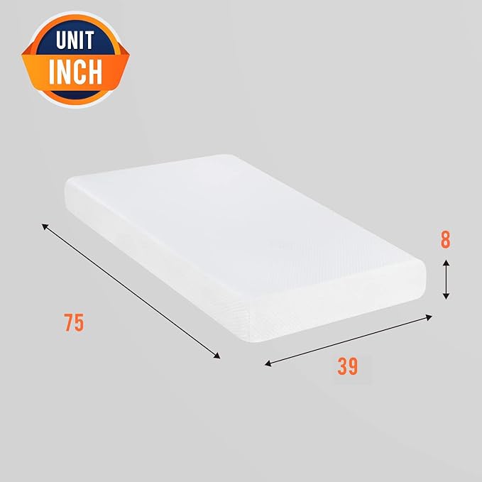 FDW | 8 Inch Twin Mattress | Medium Firm | Gel Memory Foam Mattress | White | - Image 7