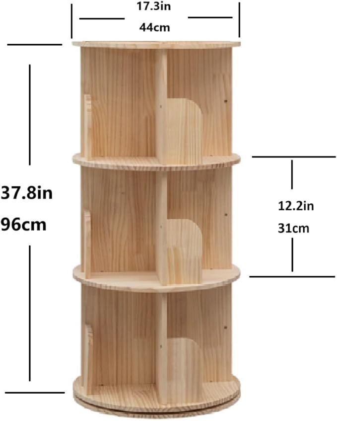 Heehee Wooden Rotating Bookshelf 360 Display Floor Standing Bookcase Storage - Image 2