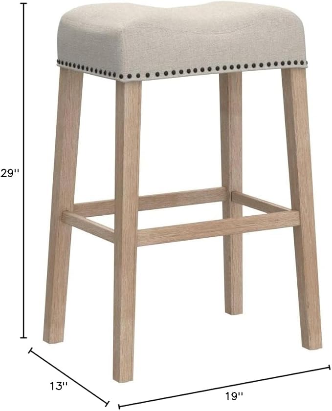 Roundhill Furniture Coco Upholstered Backless Saddle Seat Bar Stools 29" Height - Image 2