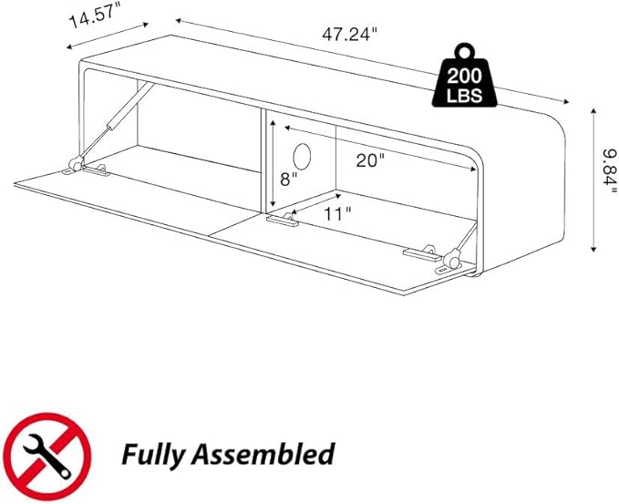 POVISON Fully-Assembled Minimalist Floating TV Stand, Modern Wall-Mounted - Image 5