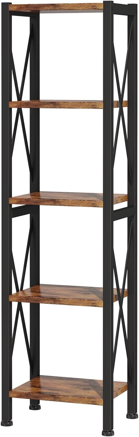 Homeiju 5-Tier Narrow Bookshelf, Ladder Bookshelf, Tall Bookshelf - Image 9