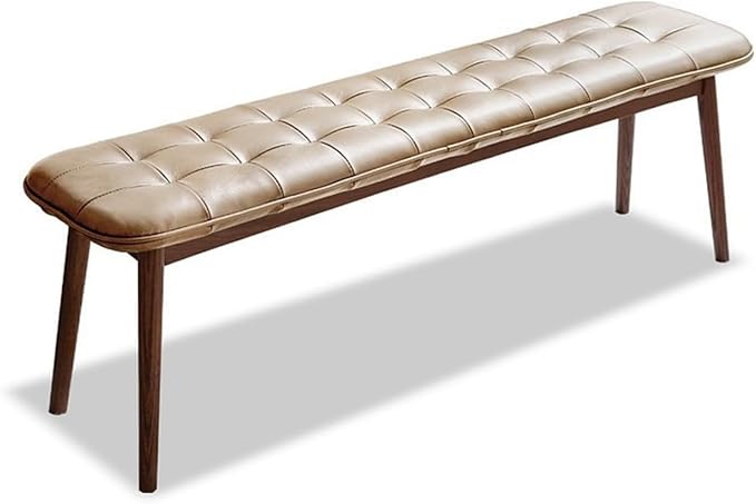 Upholstered Bench, 51.18 in Natural Oak Wood by Unknown