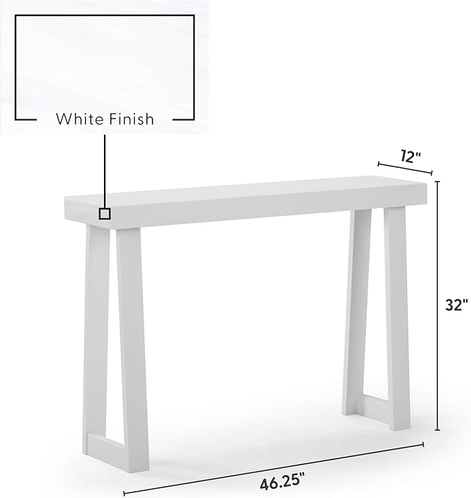 Plank+Beam Solid Wood Console Table, 46.25 Inch, Sofa Table, Narrow Entryway - Image 2