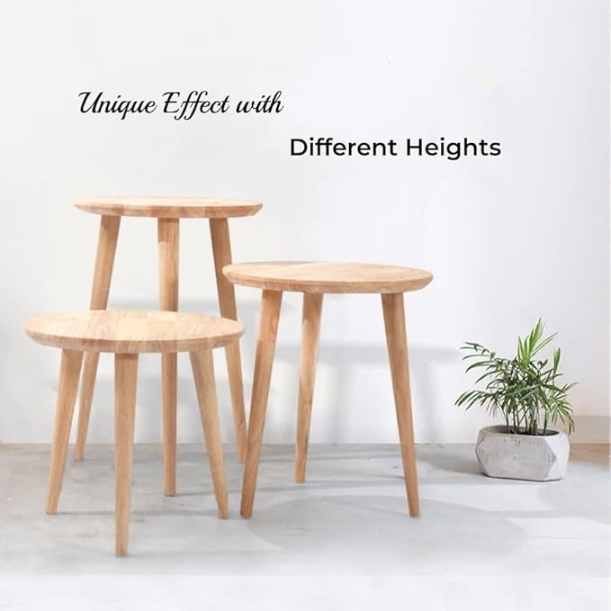 WoodShine Side Table Small Round Solid Wood Sofa Table End Tables Accent - Image 6