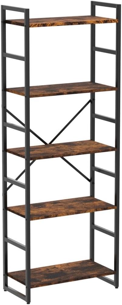 Shintenchi 5 Tiers Bookshelf, Classically Tall Bookcase Shelf, Industrial Book - Image 7