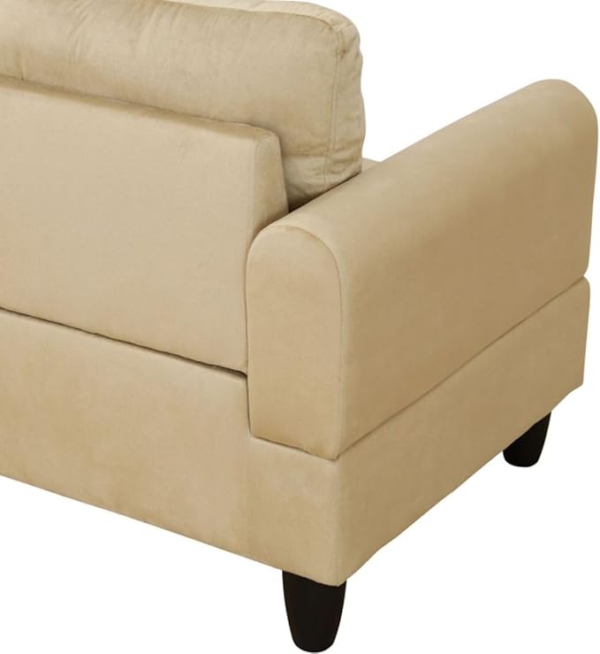 Beige L-Shaped 3-Piece Flannel Sofa - Image 6
