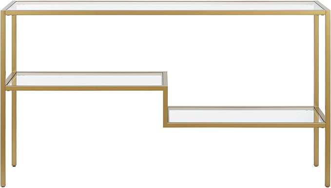 Henn&Hart 55" Wide Rectangular Console Table in Brass, Entryway Table, Accent - Image 6