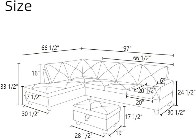 NAYSAYE L Shaped Couch, Modular Sectional Couch - Image 2