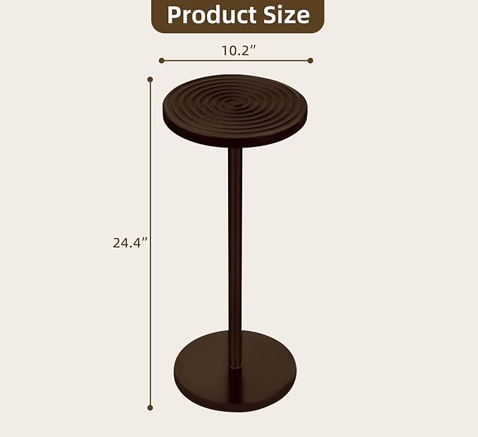 ZYBT Pedestal Side Table, 10.24" Natural Wood Round Coffee Table, Drink Table - Image 3