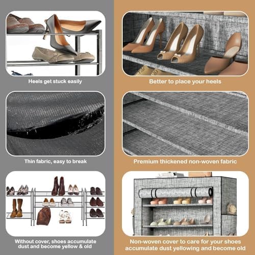 Covered Shoe Rack Tall Metal Shoes Rack Organizer - Image 4