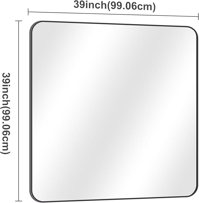 39" x 39"Bathroom Mirror, Matte Black Wall Mirror - Image 5