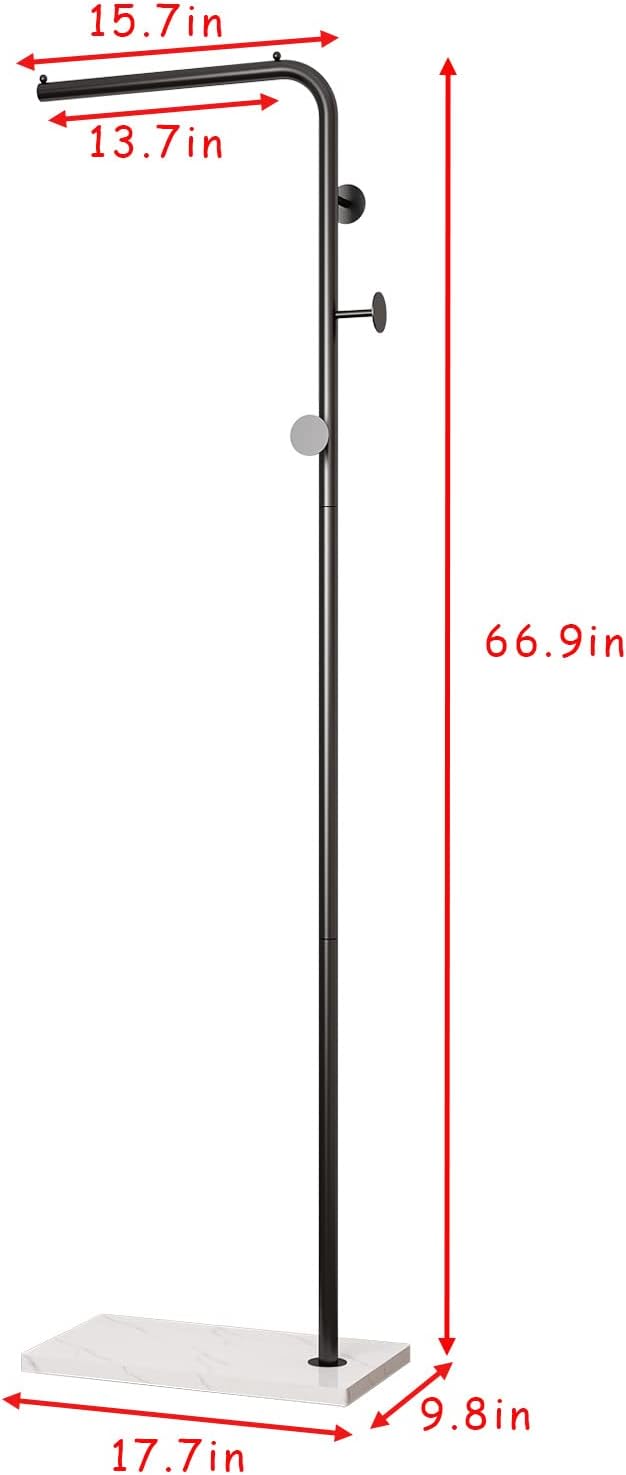 Black Coat Racks with White Base, Entryway Coats Racks Freestanding with 3 Hooks - Image 4