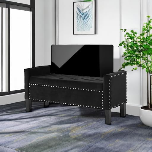 24KF Velvet Modern Upholstered Tufted Button Storage Bench - Image 6