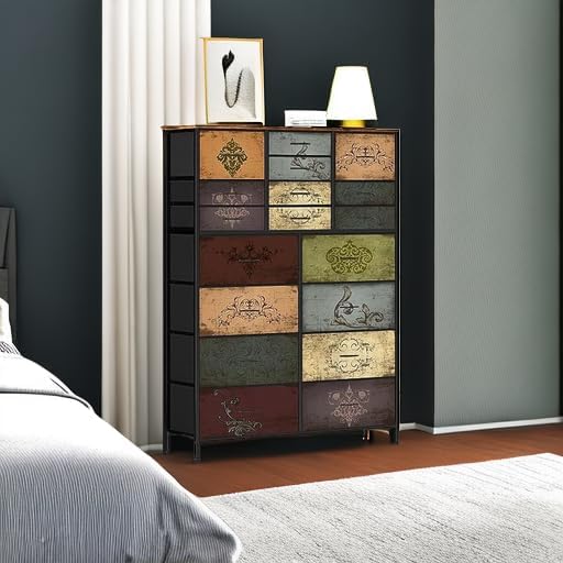 Dresser for Bedroom with 18 Drawers, Tall Fabric Storage Dresser, Chest of - Image 5