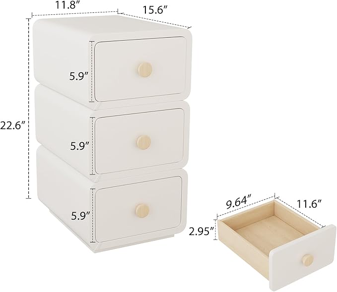 White Night Stand, Narrow Nightstand - Image 2