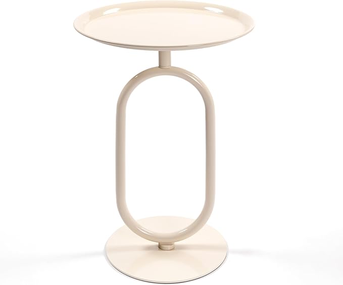 Lantern-Shaped Metal End Table, Small Round Side Accent Pedestal Modern Coffee - Image 8