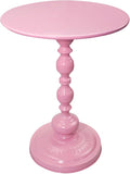 Benkyo Pink Round End Side Table Modern Metal Pedestal Spindle Side Tables by Benkyo