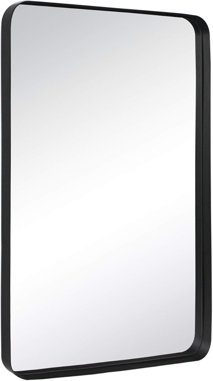 TEHOME 24x36 Matt Black Metal Framed Bathroom Mirror by TEHOME