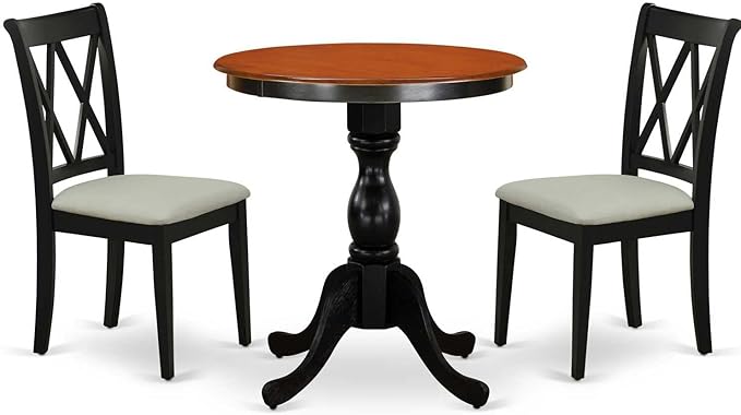 East West Furniture ESBR3-BCH-17 3 Piece Dining Table Set Contains a Round - Image 6