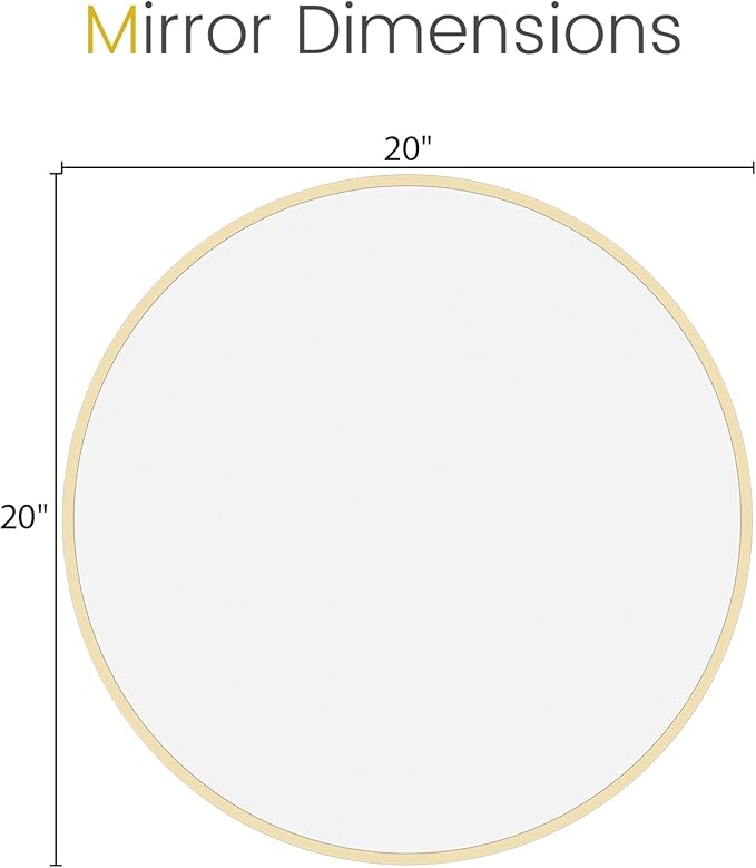HOMECOOKIN Round Wall Mirror 20" Gold Circle Mirror - Image 7