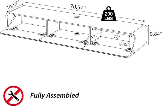 POVISON Fully-Assembled Minimalist Floating TV Stand, Modern Wall-Mounted - Image 5