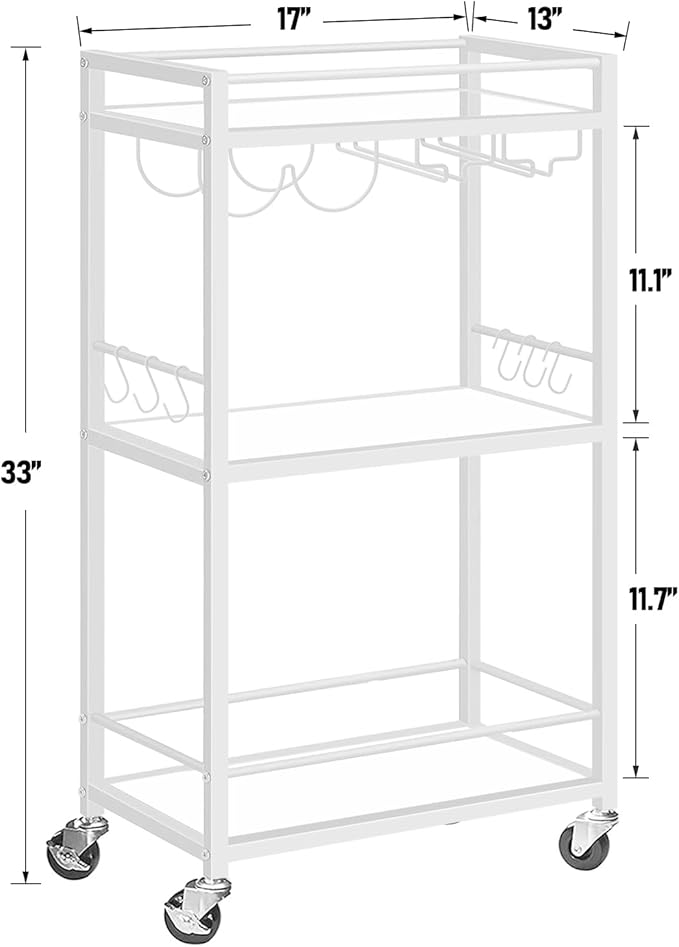 TUTOTAK Bar Cart, Home Bar Serving Cart, Drink Cart - Image 7