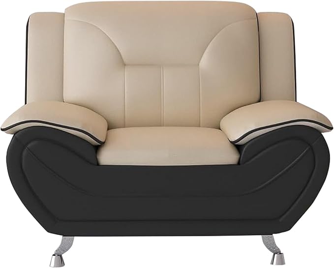 Container Furniture Direct Michael Modern Faux Leather Upholstered Stainless by ContainerDirect