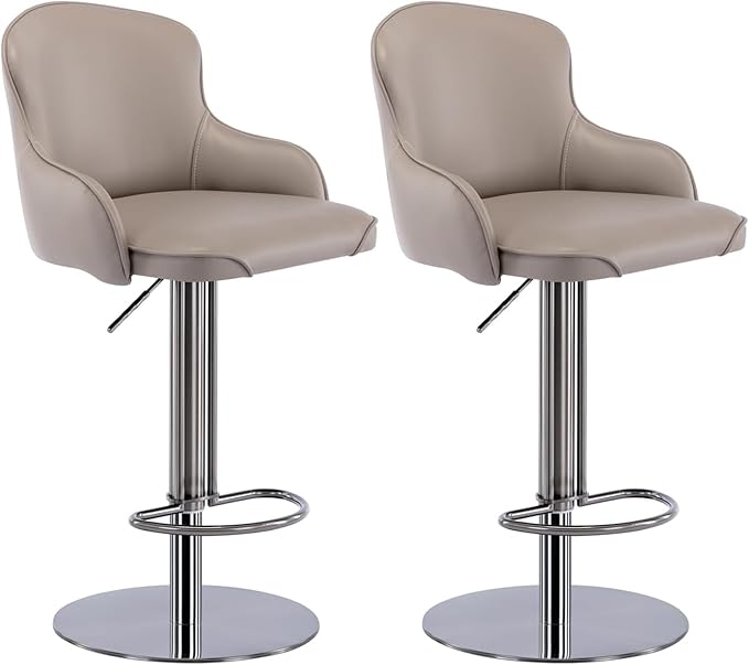 Black Titanium Stainless Steel Bar Stools, Grade Modern Leather Bar Chair by AULIFE