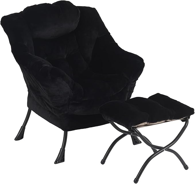 Lazy Chair with Ottoman, Modern Chair with Folding Footrest, Lounge Accent Chair - Image 7