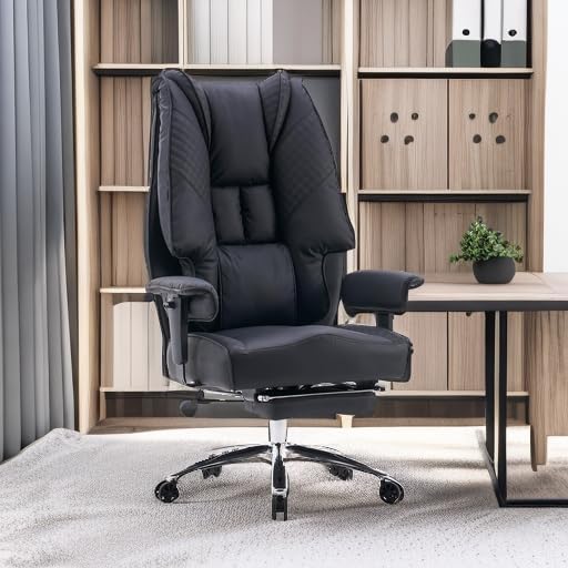 Big and Tall Office Chair 400lbs Wide Seat, Leather High Back Executive Office - Image 5
