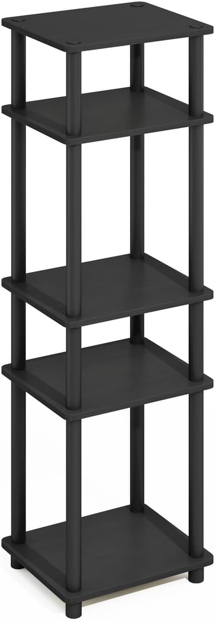 Furinno Turn-N-Tube Easy Assembly Stackable Standing Shelf, Americano/Black - Image 4