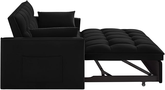 KEIKI Velvet Loveseat Convertible Sofa Bed Sleeper Chair - Image 7