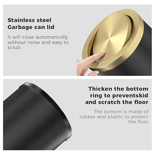 4GAL Bathroom Trash Can with Lid, Small Trash Can with Bronze lid, - Image 4
