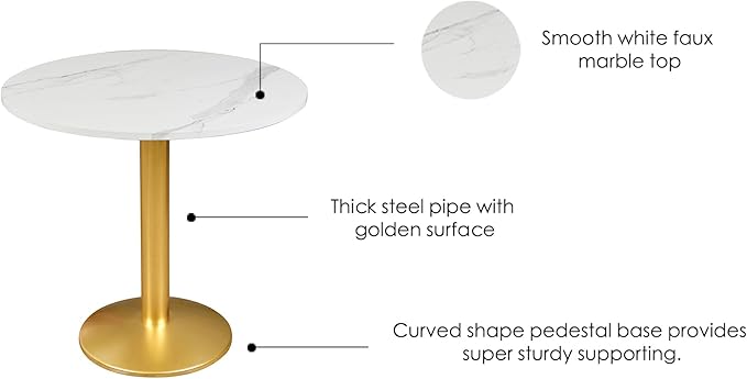 Round Modern Dinning Table 30 inches Bistro Tulip Table - Image 5
