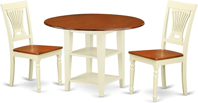East West Furniture SUPL3-BMK-W 3 Piece Kitchen Table & Chairs Set Contains a by EastWestFurniture