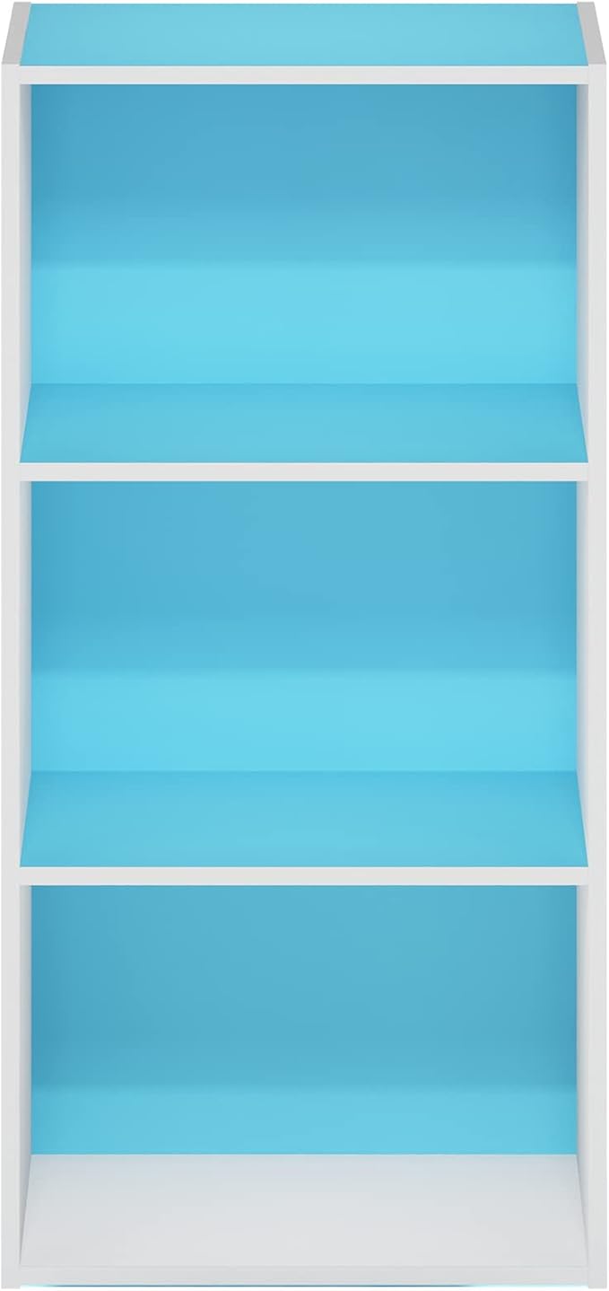 Furinno Luder 3-Tier Open Shelf Bookcase, Light Blue/White - Image 6