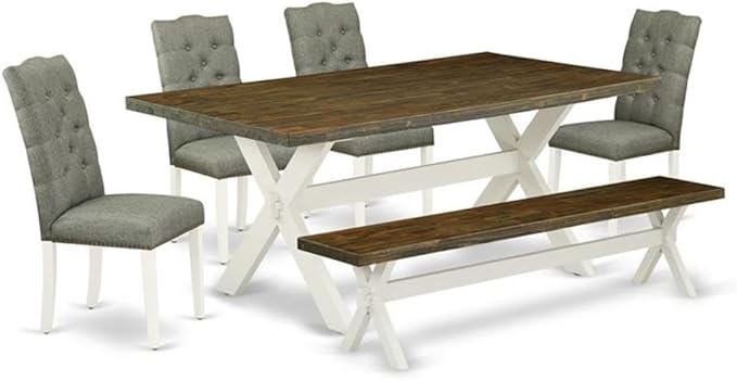 East West Furniture X077EL207-6 6 Piece Kitchen Table & Chairs Set Contains a by EastWestFurniture
