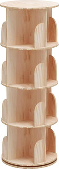 Rotating Bookshelf 360 Degrees, 4 Tier Stackable Solid Wood Bookshelf Organizer by BearQiaqia