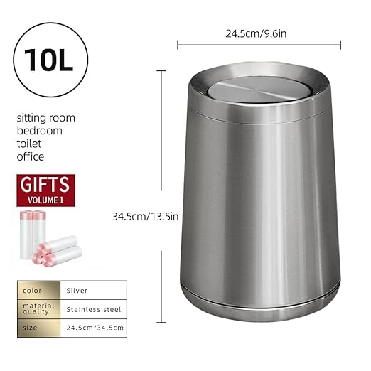 2.6Gallen Brushed Nickel Bathroom Trash Can - Image 6
