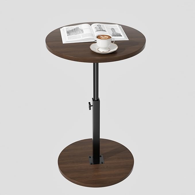 Adjustable Side Table, Round End Table, Small Bedside Table, Mid Century Modern by vovuvkwoodenbeds