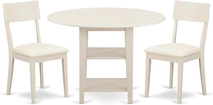 East West Furniture SUAD3-LWH-LC 3 Piece Dining Set Contains a Round Dining by EastWestFurniture
