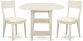 East West Furniture SUAD3-LWH-LC 3 Piece Dining Set Contains a Round Dining by EastWestFurniture