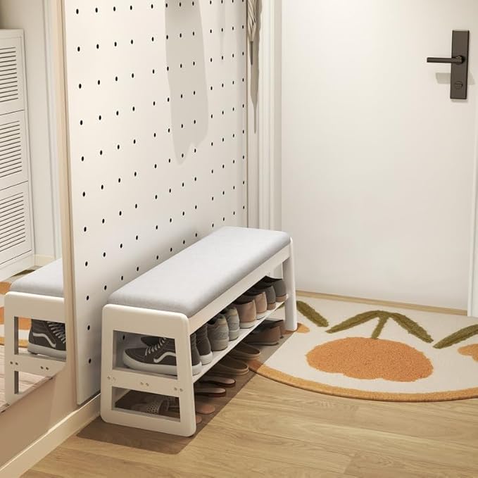 Shoe Rack Bench with Cushion, 2 Tiers Shoe Bench with Flip-Top Storage - Image 2